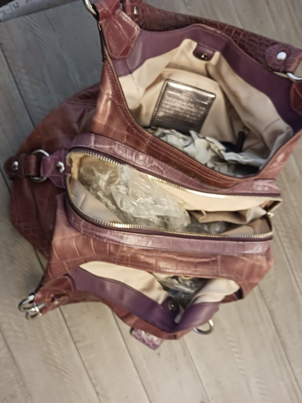 COACH Leather purse Croc Rose Purple boho stye - Picture 3 of 8